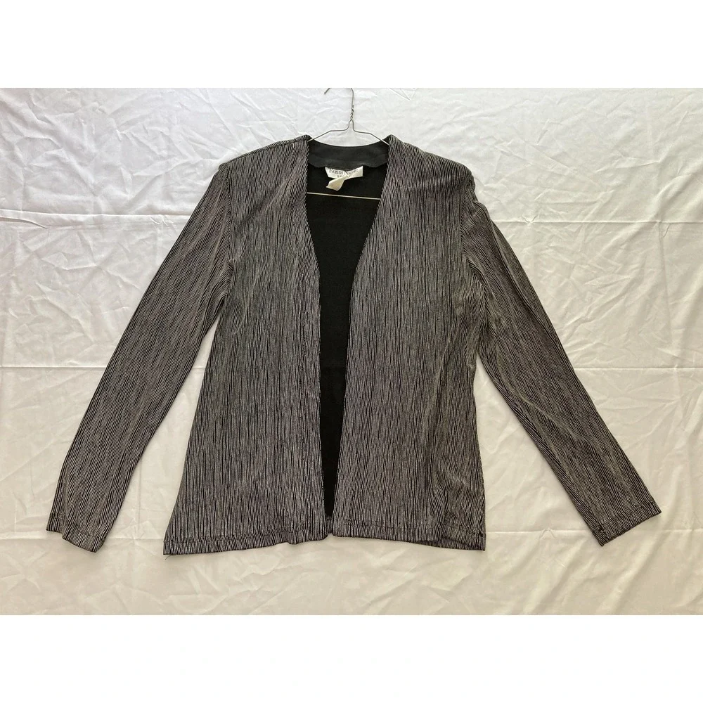 Vtg Ronni Nicole Sport Set Women M Black Stripe 2 Pc Jacket Pants Pleated Knit